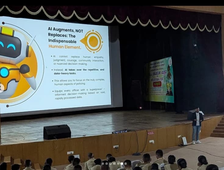 Siddu Mathapati explaining how AI can augment human decision-making in law enforcement